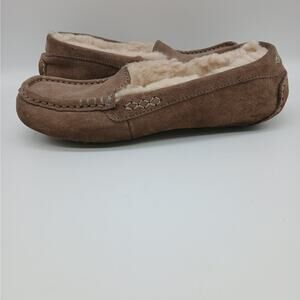 UGG Australia Women's Faux Fur Ansley Slip-On Loafer Slippers Winter Brown SZ 7
